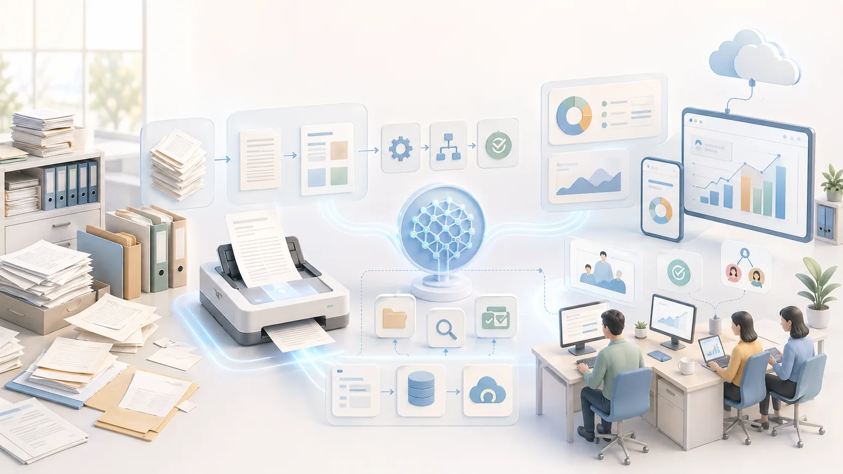 Digital Transformation Case Study — From Paper to AI-Powered資訊圖表配圖，呈現成功案例的重點概念