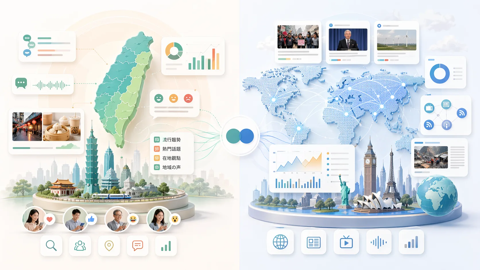 InfoMiner vs Meltwater — Media Monitoring Comparison資訊圖表配圖，呈現產品比較的重點概念
