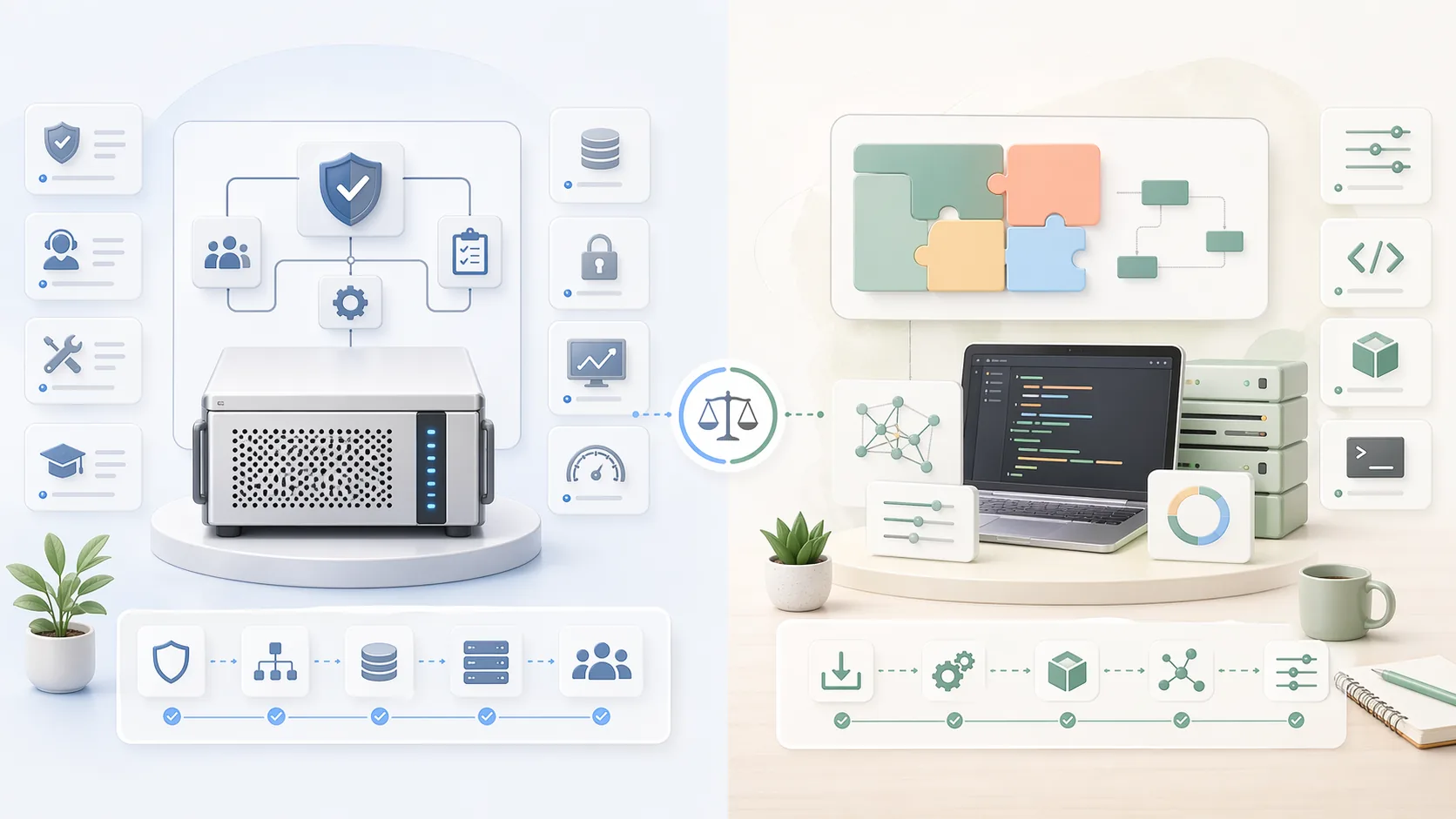 QubicX vs Ollama — On-Premise AI Deployment Comparison資訊圖表配圖，呈現產品比較的重點概念