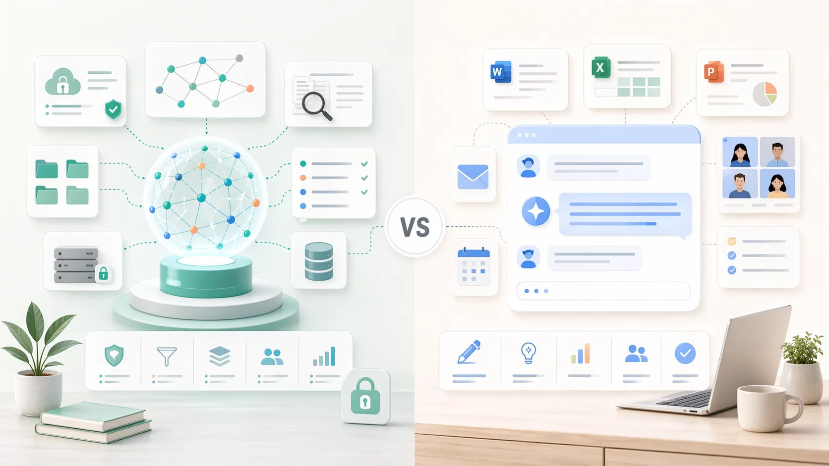 RAGi vs Microsoft Copilot — Enterprise AI Assistant Comparison資訊圖表配圖，呈現產品比較的重點概念