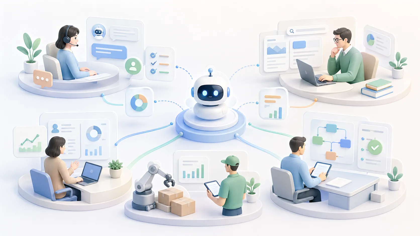 AI Agent Enterprise Use Cases: 10 Real-World Applications & ROI Analysis資訊圖表配圖，呈現AI 知識中心的重點概念