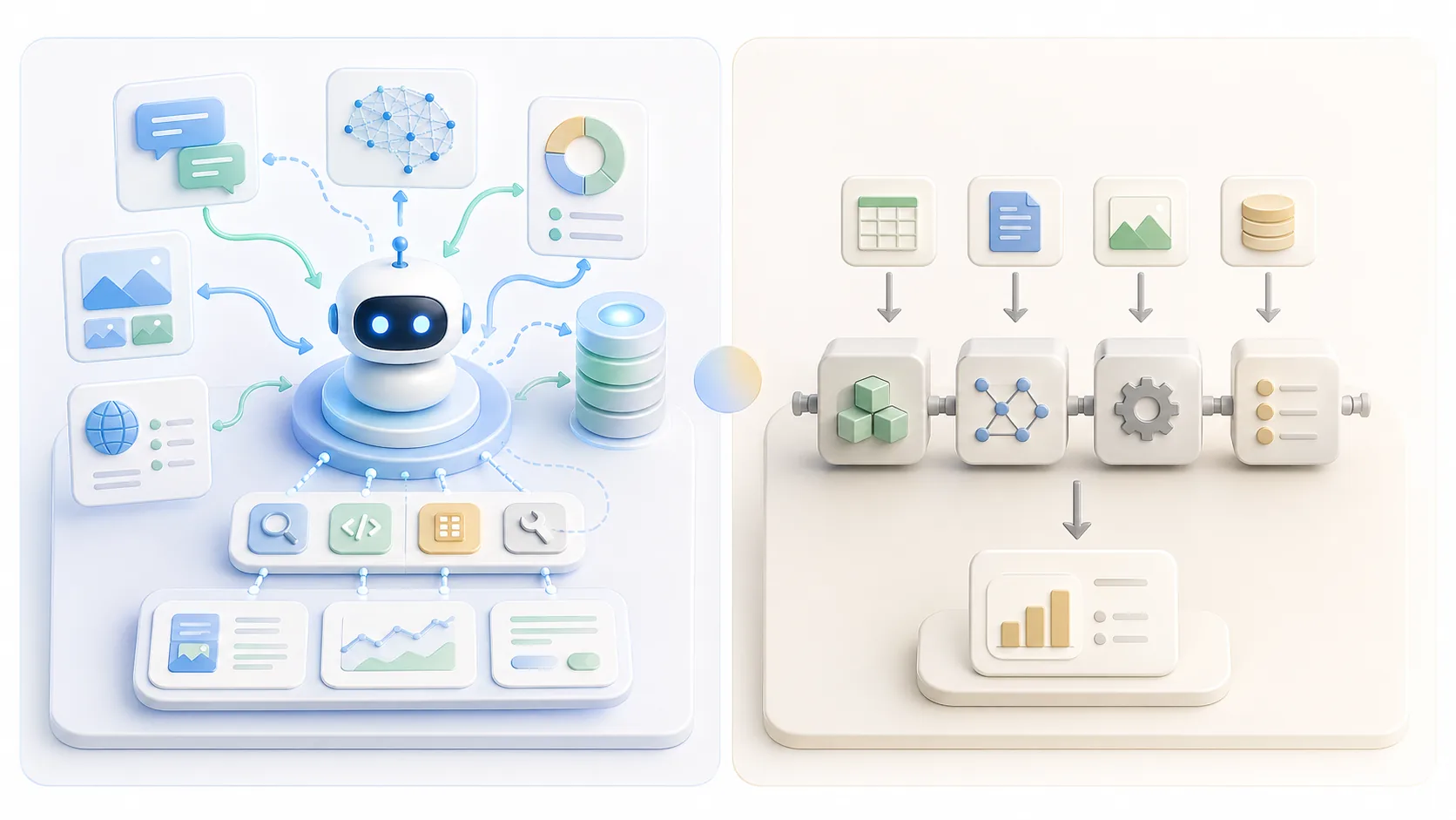 LLM Agent vs Traditional AI: Core Differences & Enterprise Upgrade Guide資訊圖表配圖，呈現AI 知識中心的重點概念