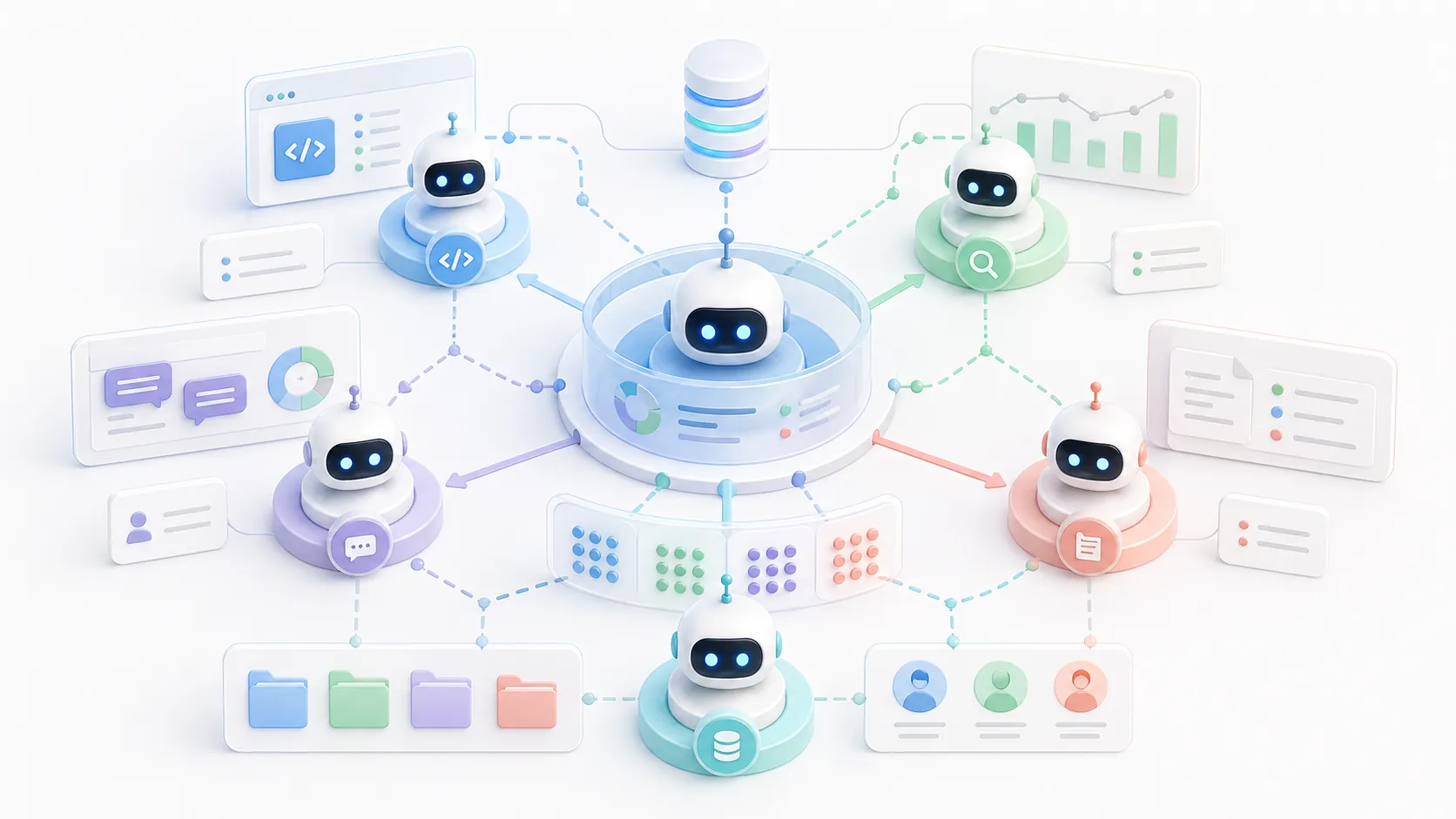 Multi-Agent System: A Complete Guide to Collaborative AI Architecture for Enterprises資訊圖表配圖，呈現AI 知識中心的重點概念