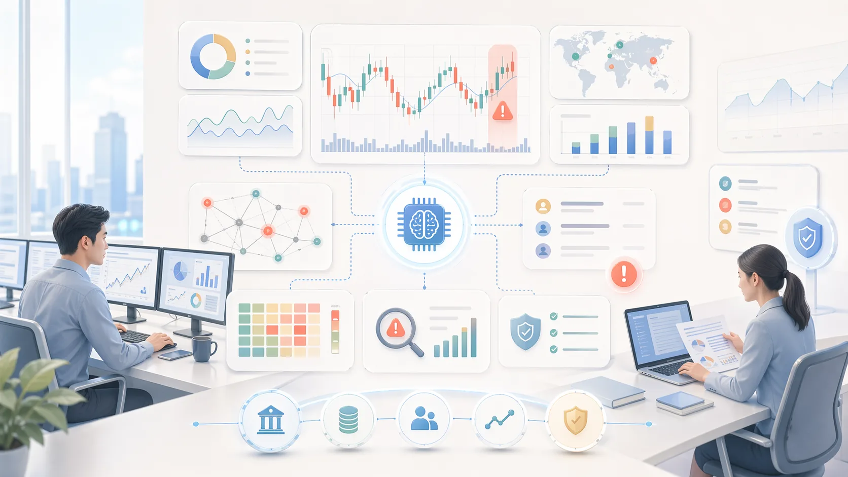 AI Risk Management Solutions for Finance資訊圖表配圖，呈現產業解決方案的重點概念