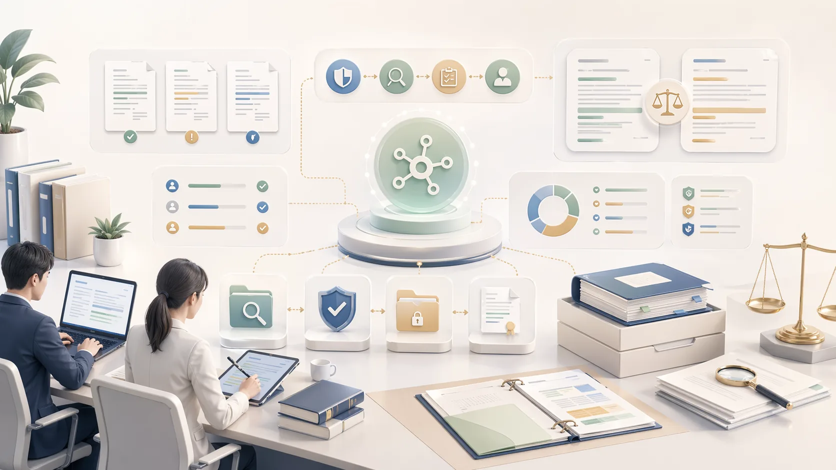 AI Solutions for Legal & Compliance資訊圖表配圖，呈現產業解決方案的重點概念
