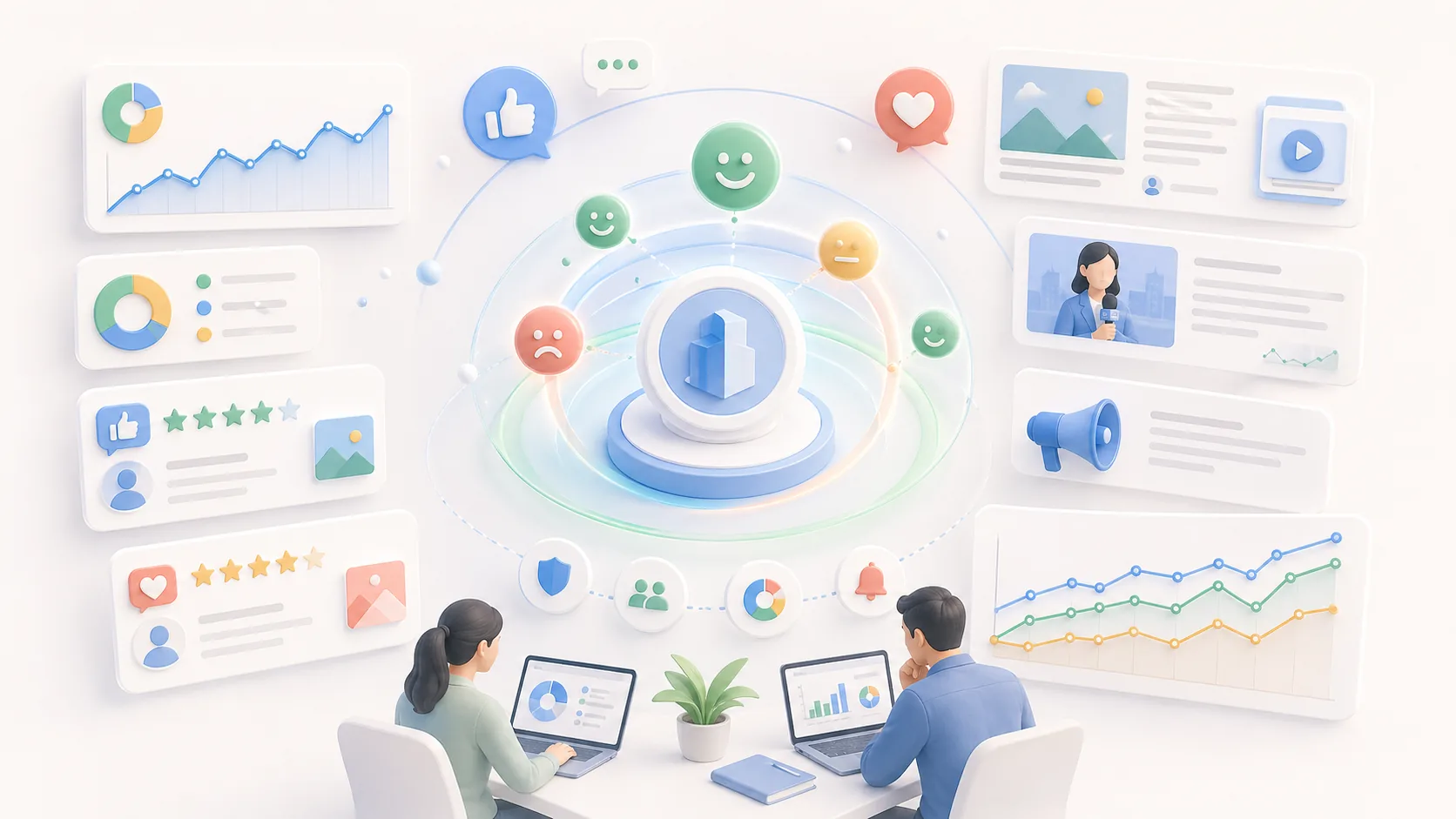 Brand Reputation Management & Sentiment Tracking資訊圖表配圖，呈現應用案例的重點概念
